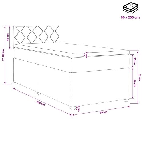 Boxspring krevet s madracem Sivosmeđa 90 x 200 cm Tkanina - Sivosmeđa 90 x 200 cm Dizajn s rombovima Cijena
