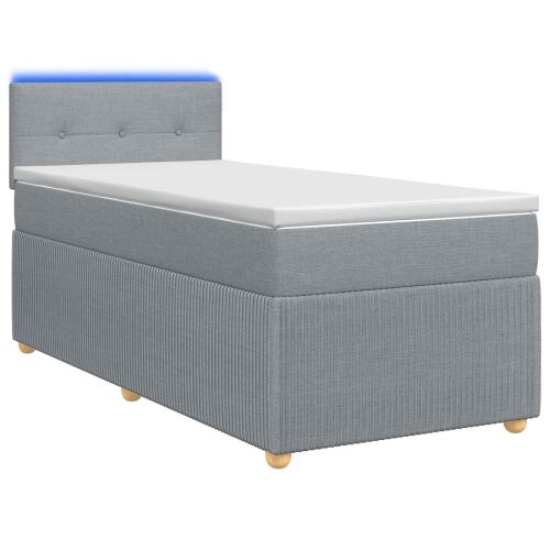 Boxspring krevet s madracem Svjetlosiva 100 x 200 cm Tkanina - Svjetlosiva 100 x 200 cm Prošiveno gumbima Cijena