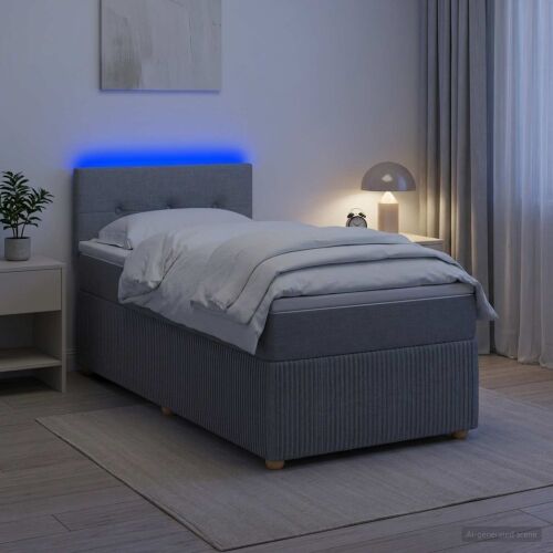 Boxspring krevet s madracem Svjetlosiva 100 x 200 cm Tkanina - Svjetlosiva 100 x 200 cm Prošiveno gumbima Cijena