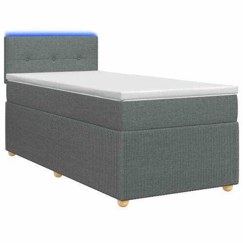 Boxspring krevet s madracem Tamnosiva 100 x 200 cm Tkanina - Tamnosiva 100 x 200 cm Prošiveno gumbima Cijena