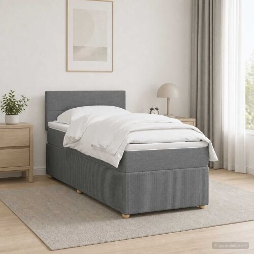 Boxspring krevet s madracem Tamnosiva 100 x 200 cm Tkanina - Tamnosiva 100 x 200 cm Prošiveno gumbima Cijena