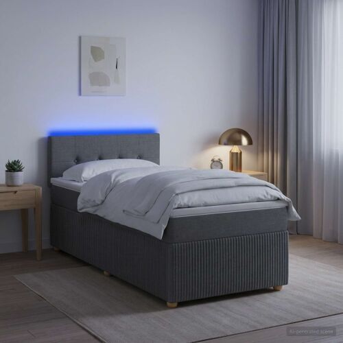 Boxspring krevet s madracem Tamnosiva 100 x 200 cm Tkanina - Tamnosiva 100 x 200 cm Prošiveno gumbima Cijena