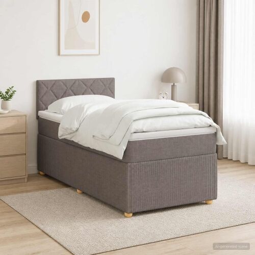 Boxspring krevet s madracem Sivosmeđa 100 x 200 cm Tkanina - Sivosmeđa 100 x 200 cm Dizajn s rombovima Cijena