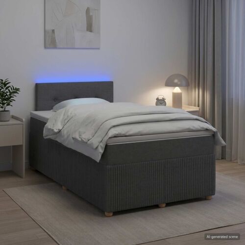 Boxspring krevet s madracem Tamnosiva 120 x 190 cm Tkanina - Tamnosiva 120 x 190 cm Prošiveno gumbima Cijena