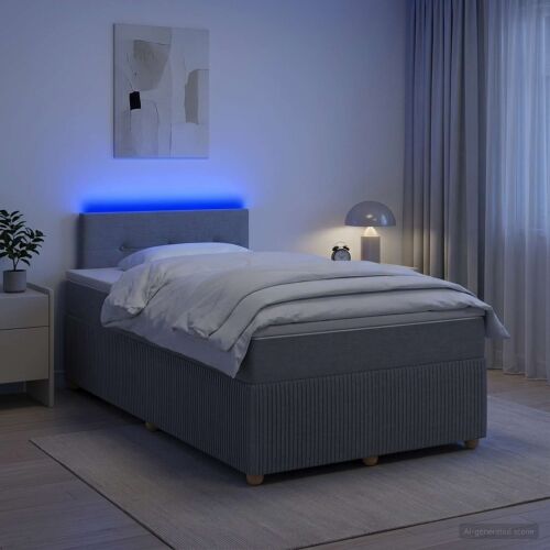 Boxspring krevet s madracem Svjetlosiva 120 x 200 cm Tkanina - Svjetlosiva 120 x 200 cm Prošiveno gumbima Cijena