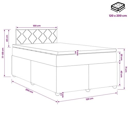 Boxspring krevet s madracem Sivosmeđa 120 x 200 cm Tkanina - Sivosmeđa 120 x 200 cm Dizajn s rombovima Cijena