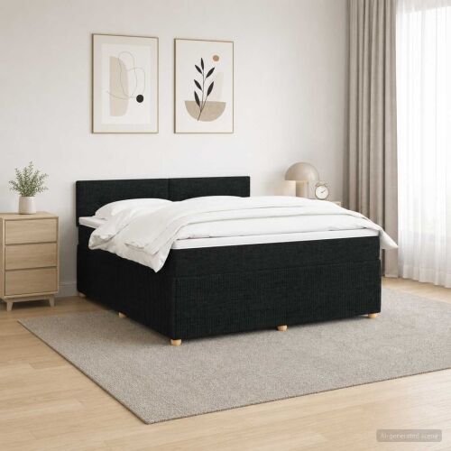 Boxspring krevet s madracem Crna 140 x 190 cm Tkanina - Crna 140 x 190 cm Prošiveno gumbima Cijena