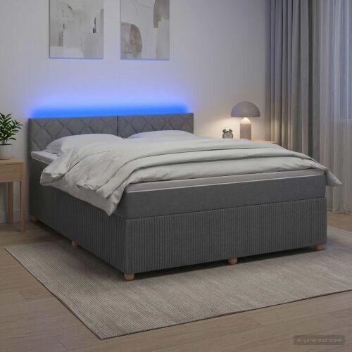 Boxspring krevet s madracem Svjetlosiva 160 x 200 cm Tkanina - Svjetlosiva 160 x 200 cm Dizajn s rombovima Cijena