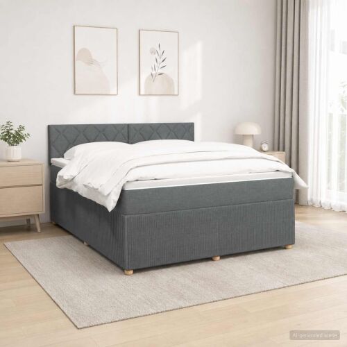 Boxspring krevet s madracem Tamnosiva 160 x 200 cm Tkanina - Tamnosiva 160 x 200 cm Dizajn s rombovima Cijena