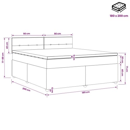Boxspring krevet s madracem Crna 180 x 200 cm Tkanina - Crna 180 x 200 cm Prošiveno gumbima Cijena