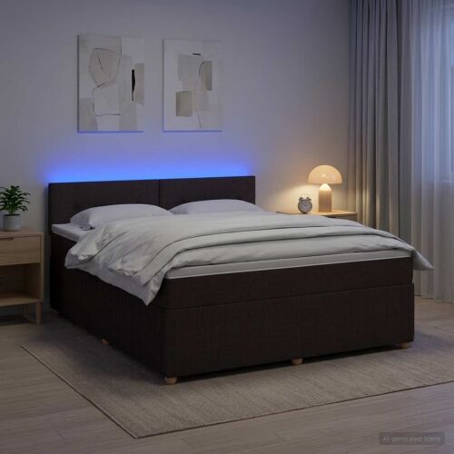 Boxspring krevet s madracem Tamno smeđa 180 x 200 cm Tkanina - Tamno smeđa 180 x 200 cm Prošiveno gumbima Cijena