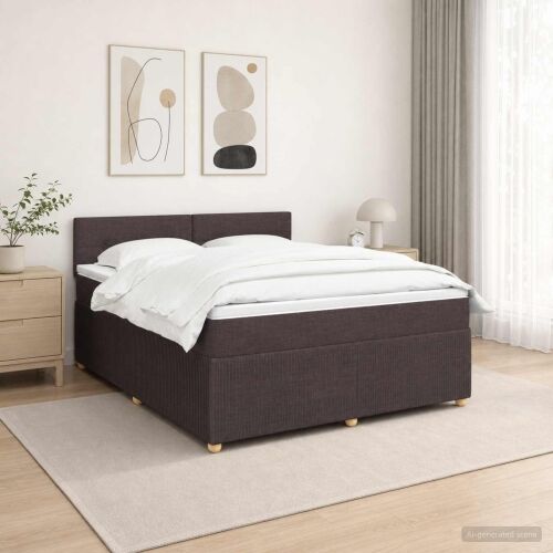 Boxspring krevet s madracem Tamno smeđa 180 x 200 cm Tkanina - Tamno smeđa 180 x 200 cm Prošiveno gumbima Cijena