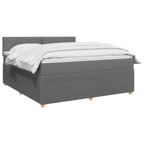 Boxspring krevet s madracem Tamnosiva 180 x 200 cm Tkanina - Tamnosiva 180 x 200 cm Dizajn s rombovima Cijena