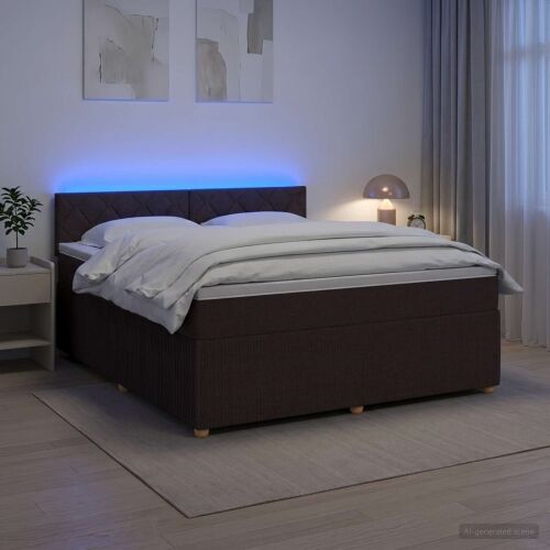 Boxspring krevet s madracem Tamno smeđa 180 x 200 cm Tkanina - Tamno smeđa 180 x 200 cm Dizajn s rombovima Cijena