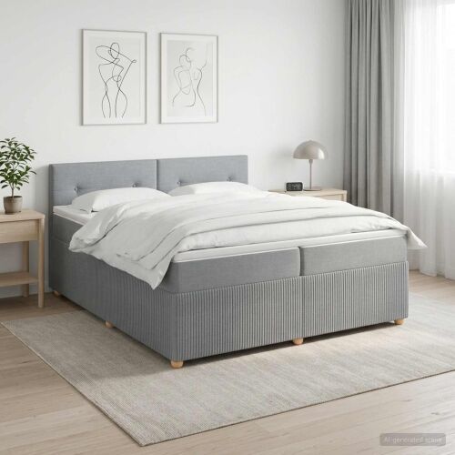 Boxspring krevet s madracem Svjetlosiva 200 x 200 cm Tkanina - Svjetlosiva 200 x 200 cm Prošiveno gumbima Cijena