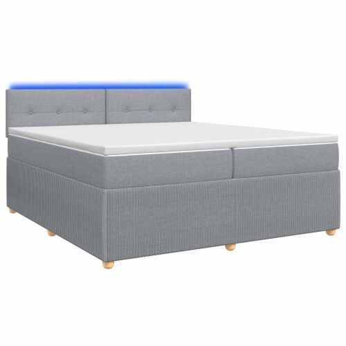 Boxspring krevet s madracem Svjetlosiva 200 x 200 cm Tkanina - Svjetlosiva 200 x 200 cm Prošiveno gumbima Cijena
