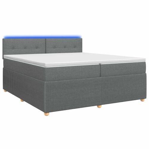 Boxspring krevet s madracem Tamnosiva 200 x 200 cm Tkanina - Tamnosiva 200 x 200 cm Prošiveno gumbima Cijena