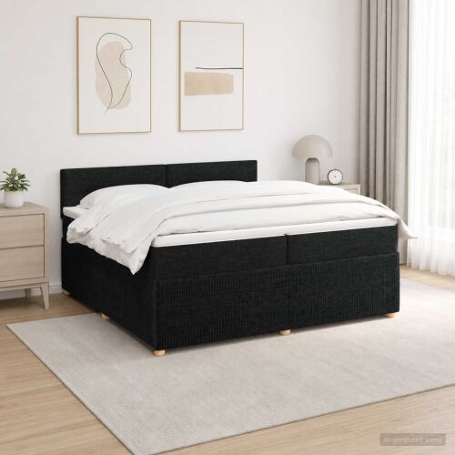 Boxspring krevet s madracem Crna 200 x 200 cm Tkanina - Crna 200 x 200 cm Prošiveno gumbima Cijena