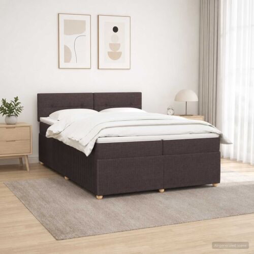 Boxspring krevet s madracem Tamno smeđa 200 x 200 cm Tkanina - Tamno smeđa 200 x 200 cm Prošiveno gumbima Cijena