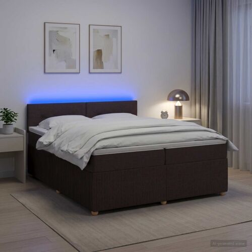 Boxspring krevet s madracem Tamno smeđa 200 x 200 cm Tkanina - Tamno smeđa 200 x 200 cm Prošiveno gumbima Cijena