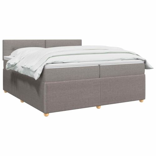 Boxspring krevet s madracem Sivosmeđa 200 x 200 cm Tkanina - Sivosmeđa 200 x 200 cm Prošiveno gumbima Cijena