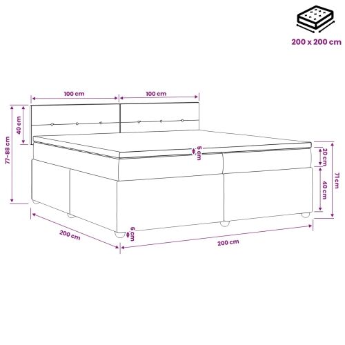 Boxspring krevet s madracem Sivosmeđa 200 x 200 cm Tkanina - Sivosmeđa 200 x 200 cm Prošiveno gumbima Cijena