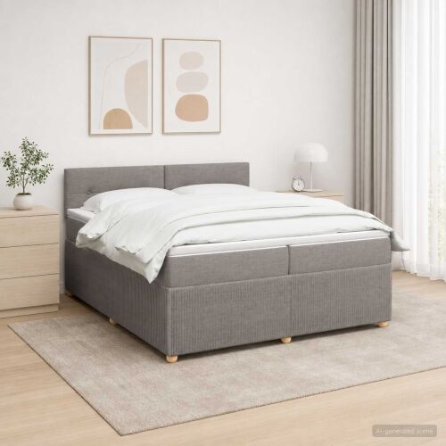 Boxspring krevet s madracem Sivosmeđa 200 x 200 cm Tkanina - Sivosmeđa 200 x 200 cm Prošiveno gumbima Cijena