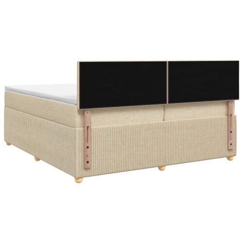 Boxspring krevet s madracem Krem 200 x 200 cm Tkanina - Krem 200 x 200 cm Prošiveno gumbima Cijena