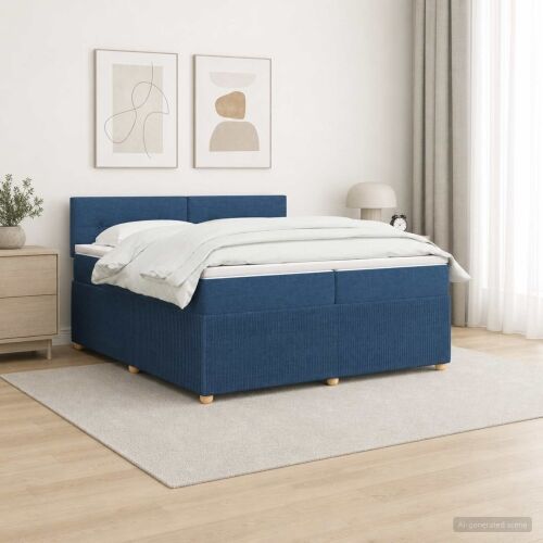 Boxspring krevet s madracem Plava 200 x 200 cm Tkanina - Plava 200 x 200 cm Prošiveno gumbima Cijena