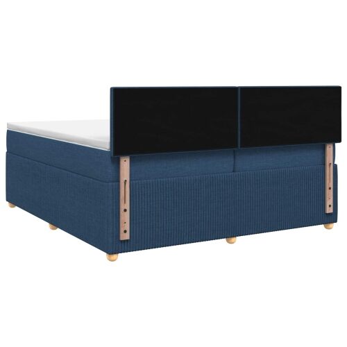 Boxspring krevet s madracem Plava 200 x 200 cm Tkanina - Plava 200 x 200 cm Prošiveno gumbima Cijena