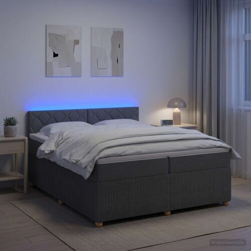 Boxspring krevet s madracem Tamnosiva 200 x 200 cm Tkanina - Tamnosiva 200 x 200 cm Dizajn s rombovima Cijena