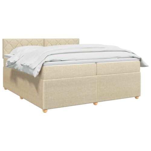 Boxspring krevet s madracem Krem 200 x 200 cm Tkanina - Krem 200 x 200 cm Dizajn s rombovima Cijena