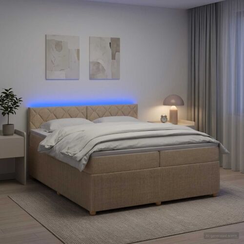 Boxspring krevet s madracem Krem 200 x 200 cm Tkanina - Krem 200 x 200 cm Dizajn s rombovima Cijena