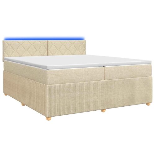 Boxspring krevet s madracem Krem 200 x 200 cm Tkanina - Krem 200 x 200 cm Dizajn s rombovima Cijena
