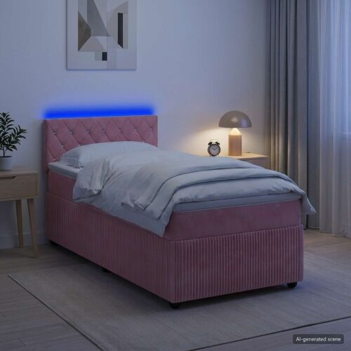 Boxspring krevet s madracem Ružičasta 80 x 200 cm Baršun - Ružičasta 80 x 200 cm Kristal s dugmadima Cijena