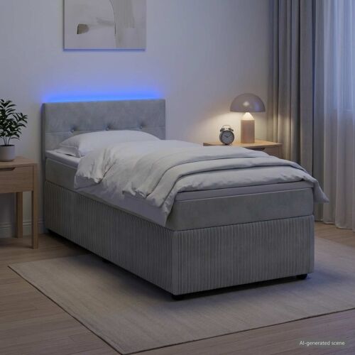 Boxspring krevet s madracem Svjetlosiva 80 x 200 cm Baršun - Svjetlosiva 80 x 200 cm Prošiveno gumbima Cijena