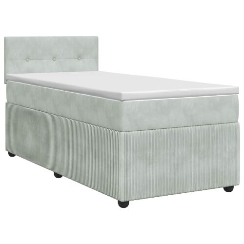 Boxspring krevet s madracem Svjetlosiva 80 x 200 cm Baršun - Svjetlosiva 80 x 200 cm Prošiveno gumbima Cijena