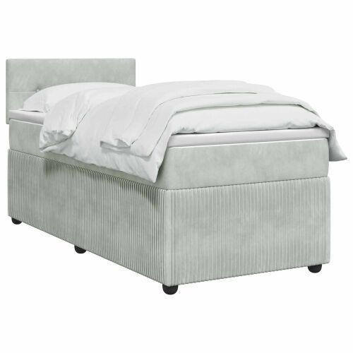 Boxspring krevet s madracem Svjetlosiva 80 x 200 cm Baršun - Svjetlosiva 80 x 200 cm Prošiveno gumbima Cijena