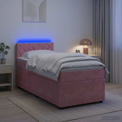 Boxspring krevet s madracem Ružičasta 80 x 200 cm Baršun - Ružičasta 80 x 200 cm Dizajn s rombovima Cijena
