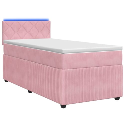 Boxspring krevet s madracem Ružičasta 90 x 200 cm Baršun - Ružičasta 90 x 200 cm Dizajn s rombovima Cijena