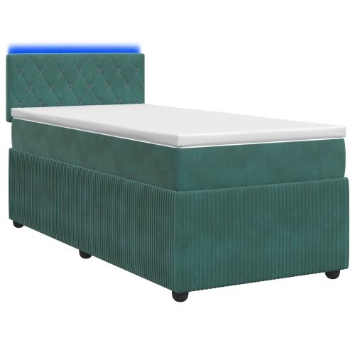 Boxspring krevet s madracem Tamnozelena 100 x 200 cm Baršun - Tamnozelena 100 x 200 cm Kristal s dugmadima Cijena