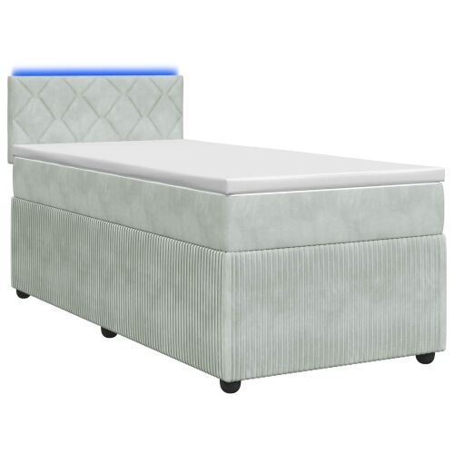 Boxspring krevet s madracem Svjetlosiva 100 x 200 cm Baršun - Svjetlosiva 100 x 200 cm Dizajn s rombovima Cijena