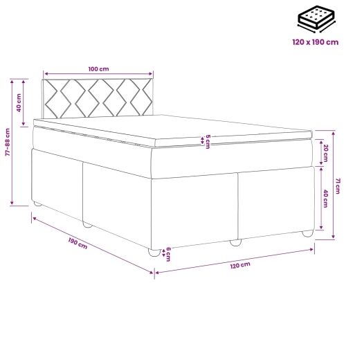 Boxspring krevet s madracem Ružičasta 120 x 190 cm Baršun - Ružičasta 120 x 190 cm Dizajn s rombovima Cijena
