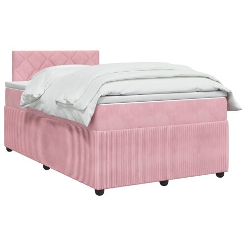 Boxspring krevet s madracem Ružičasta 120 x 190 cm Baršun - Ružičasta 120 x 190 cm Dizajn s rombovima Cijena
