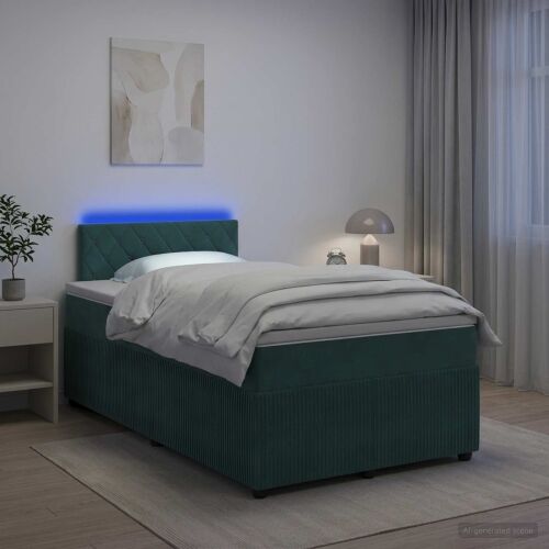 Boxspring krevet s madracem Tamnozelena 120 x 200 cm Baršun - Tamnozelena 120 x 200 cm Kristal s dugmadima Cijena
