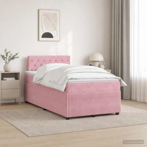 Boxspring krevet s madracem Ružičasta 120 x 200 cm Baršun - Ružičasta 120 x 200 cm Kristal s dugmadima Cijena