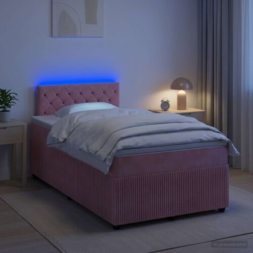 Boxspring krevet s madracem Ružičasta 120 x 200 cm Baršun - Ružičasta 120 x 200 cm Kristal s dugmadima Cijena