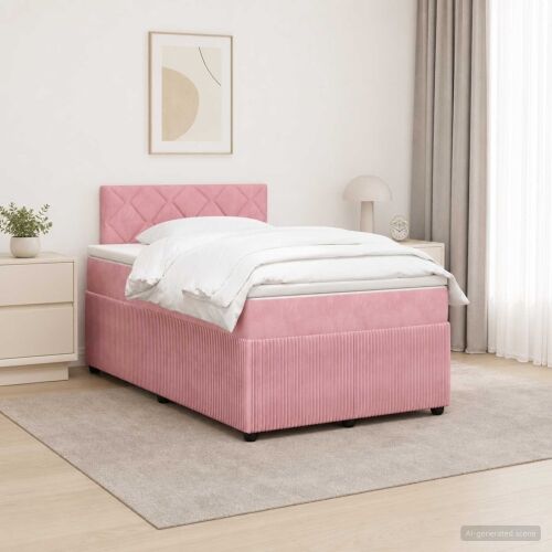 Boxspring krevet s madracem Ružičasta 120 x 200 cm Baršun - Ružičasta 120 x 200 cm Dizajn s rombovima Cijena