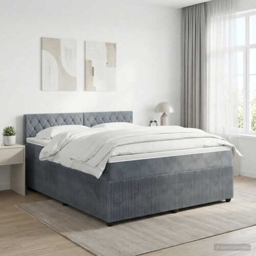 Boxspring krevet s madracem Tamnosiva 140 x 190 cm Baršun - Tamnosiva 140 x 190 cm Kristal s dugmadima Cijena