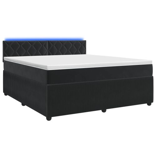 Boxspring krevet s madracem Crna 140 x 190 cm Baršun - Crna 140 x 190 cm Dizajn s rombovima Cijena